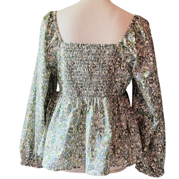 HYACINTH HOUSE Floral Square Neck Women's Cotton Top Size Large - Picture 4 of 13